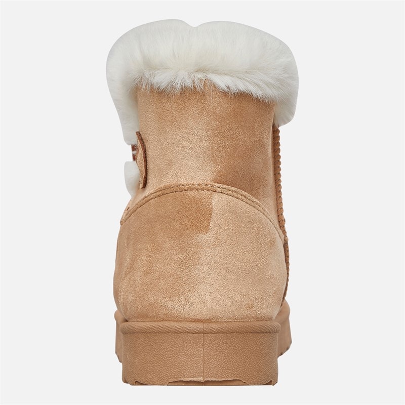 Womens Button Trim Cosy Ankle Boots Sand Chestnut - Image 3