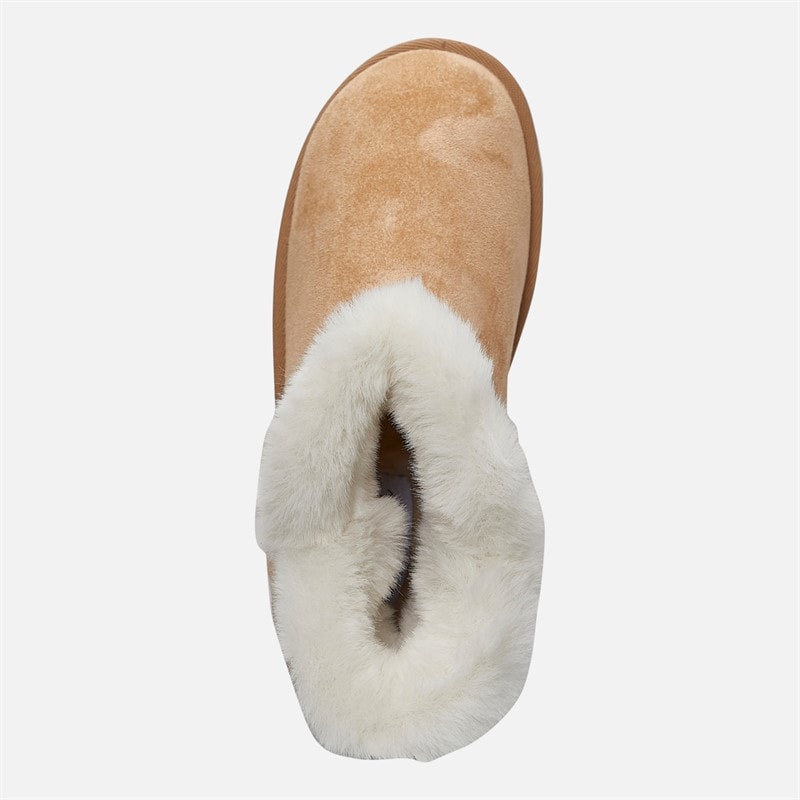Womens Button Trim Cosy Ankle Boots Sand Chestnut - Image 4