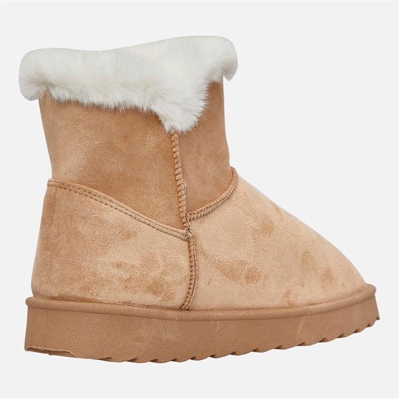 Womens Button Trim Cosy Ankle Boots Sand Chestnut - Image 5