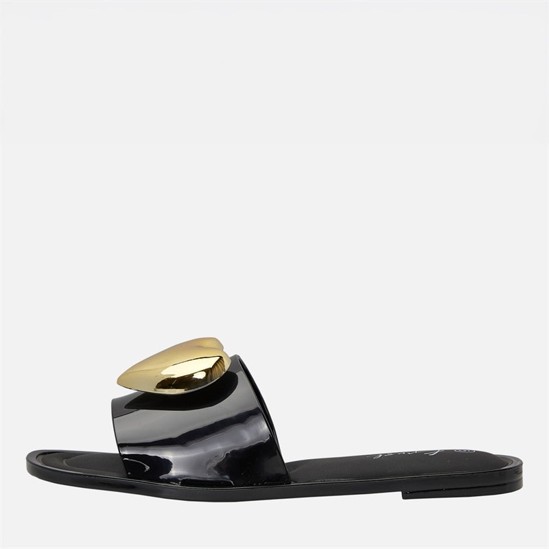 KRUSH Womens Heart Sliders Black
