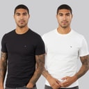 Mens Two Pack Slim T-Shirts Black/Ecru