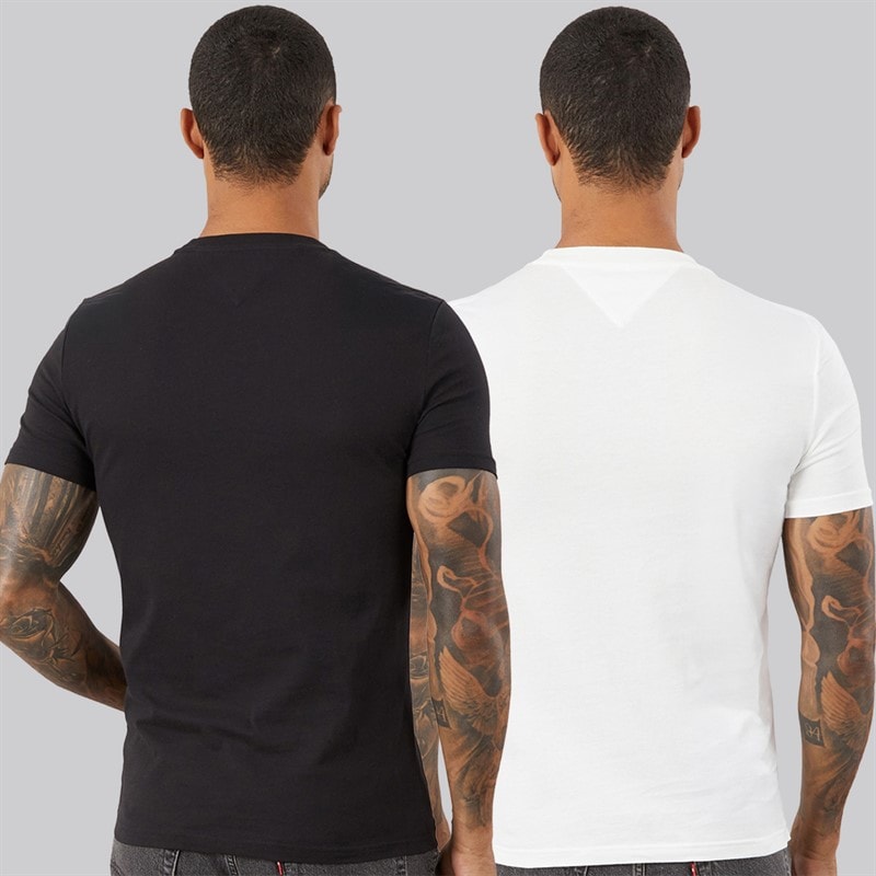 Mens Two Pack Slim T-Shirts Black/Ecru - Image 2