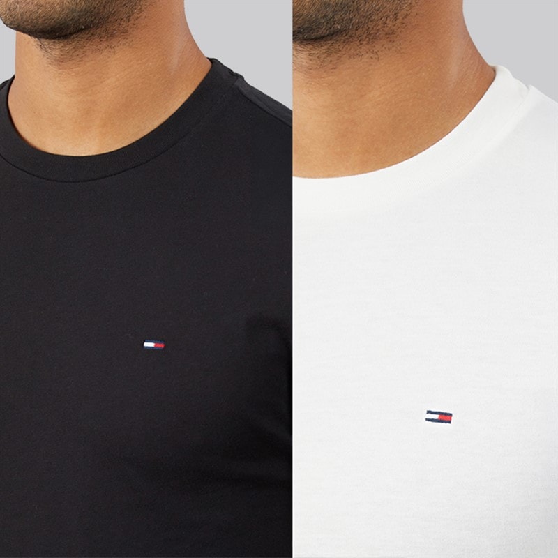 Mens Two Pack Slim T-Shirts Black/Ecru - Image 3