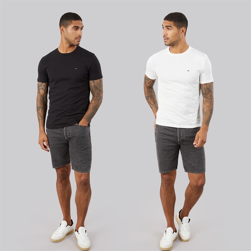 Mens Two Pack Slim T-Shirts Black/Ecru - Image 4