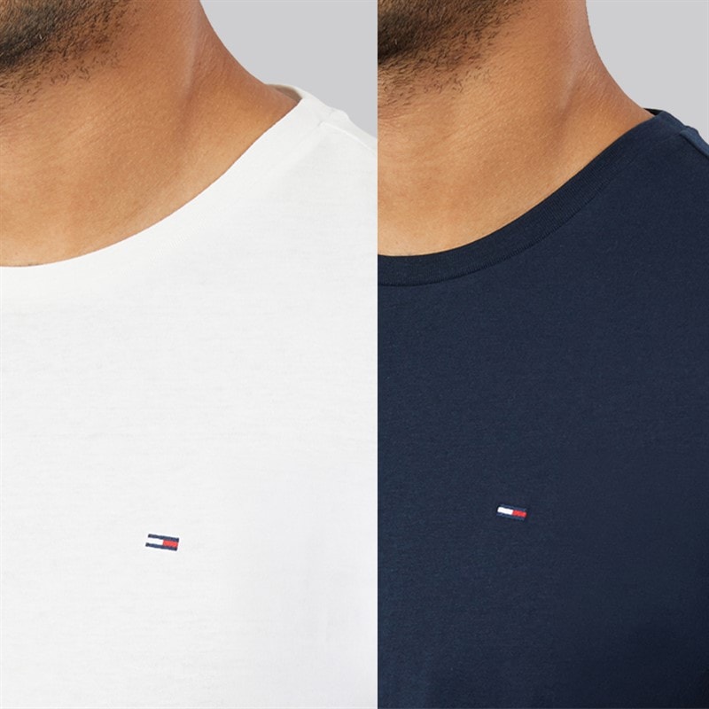 Mens Two Pack Slim Long Sleeve T-Shirts Ecru/Dark Night Navy - Image 3