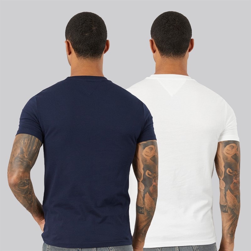 Mens Two Pack Slim T-Shirts Dark Night Navy/Ecru - Image 2