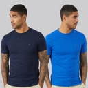 Mens Two Pack Slim T-Shirts Dark Night Navy/Providence Blue