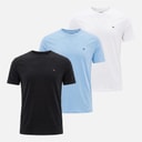 Mens Three Pack Slim Fit T-Shirts Moonlight Iris/Ecru/Black