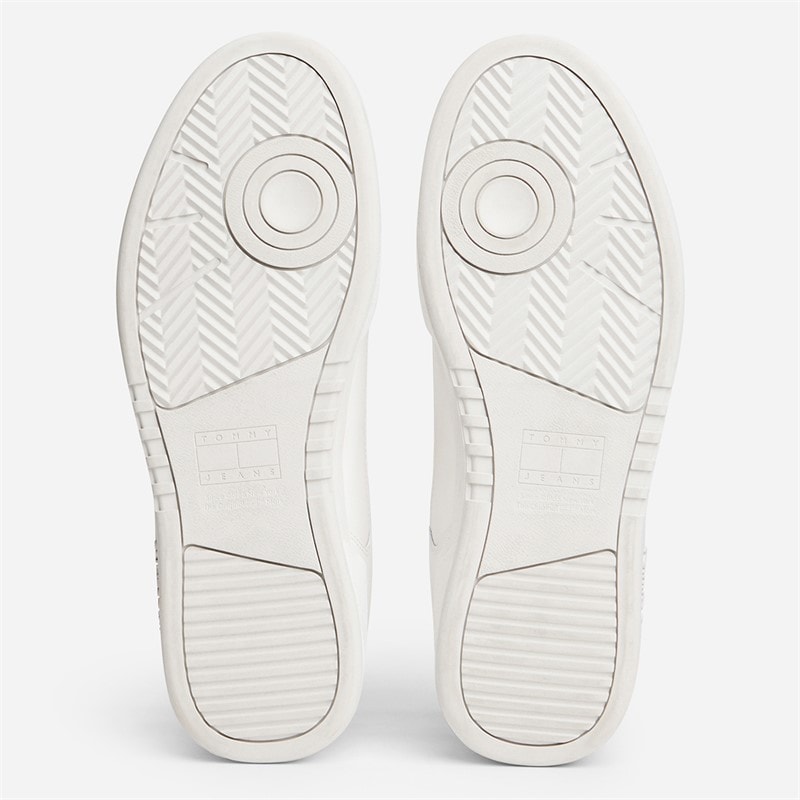 Mens Basket Perforated Leather Trainers Ecru - Image 2