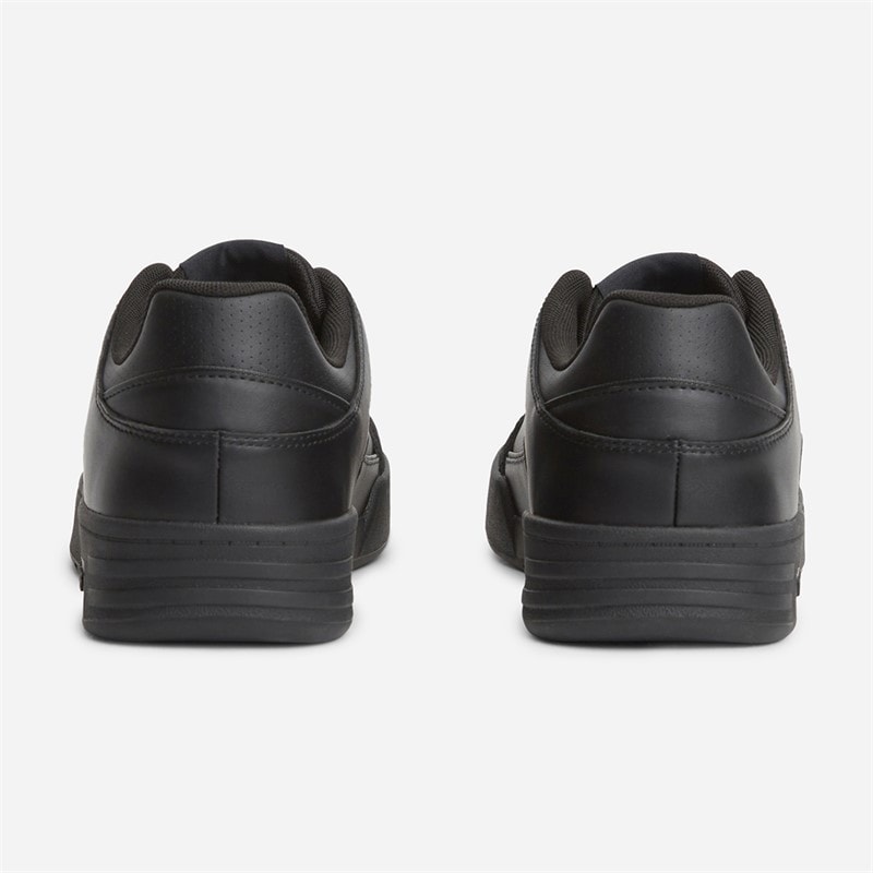 Mens Basket Perforated Leather Trainers Black - Image 3