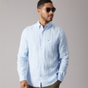 Mens Linen Long Sleeve Shirt Sweet Blue