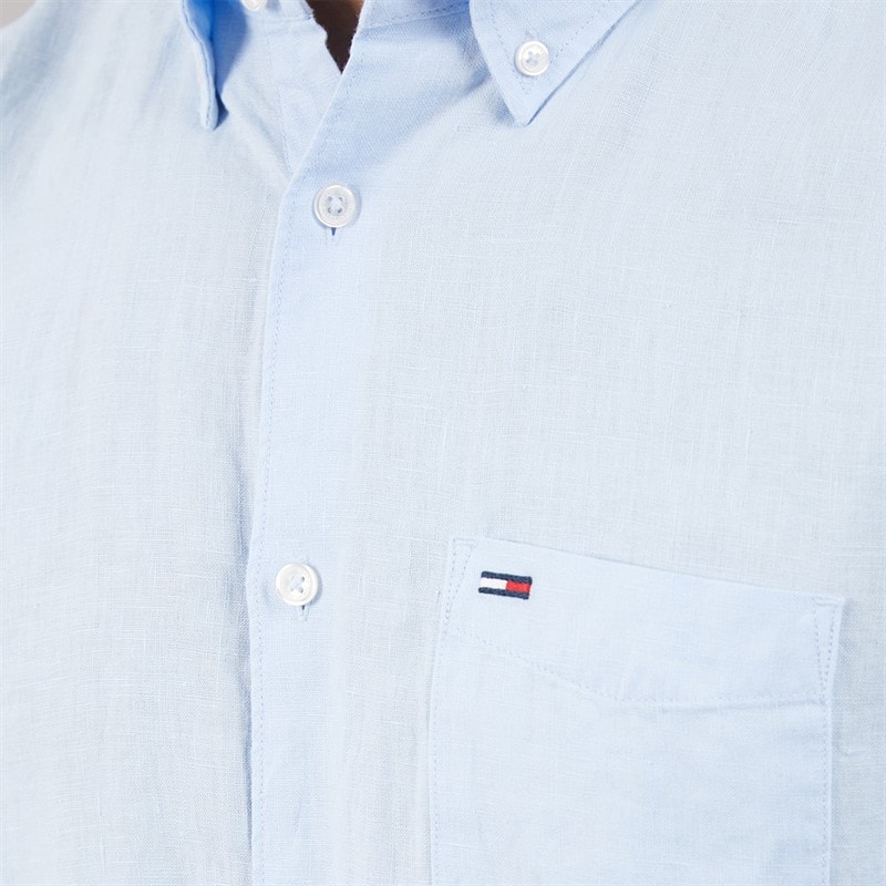 Mens Linen Long Sleeve Shirt Sweet Blue - Image 3