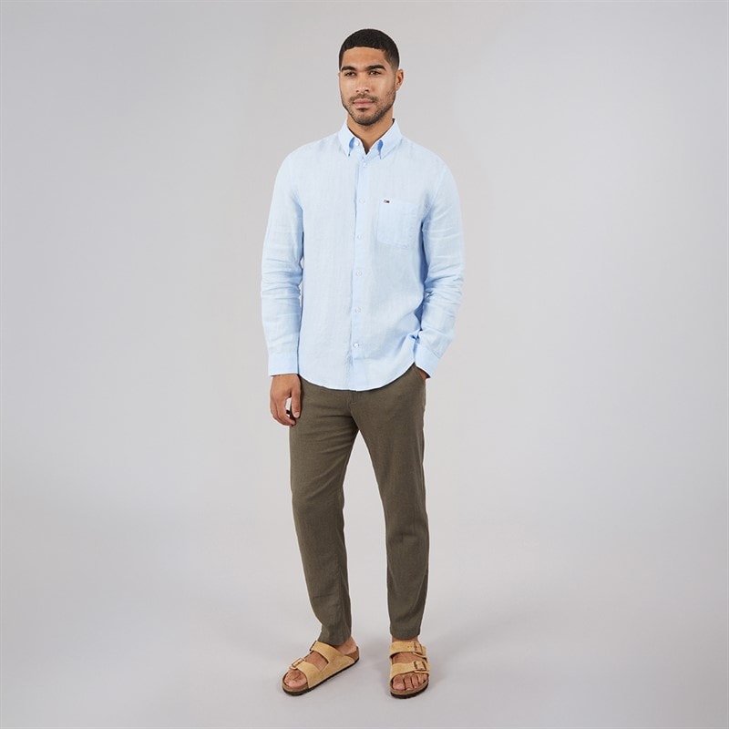 Mens Linen Long Sleeve Shirt Sweet Blue - Image 4