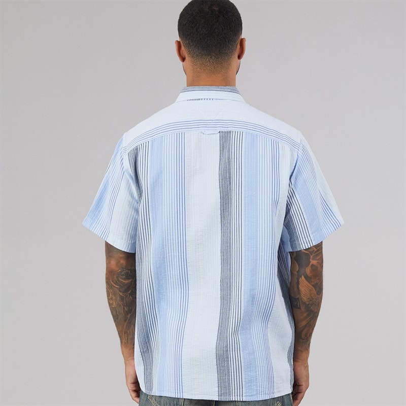 Mens Stripe Short Sleeve Shirt Sweet Blue Stripes - Image 2