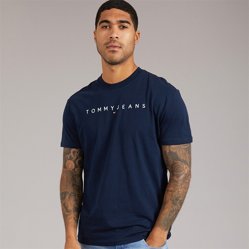 Mens Linear Logo T-Shirt Dark Night Navy/Sweet Blue - Image 1