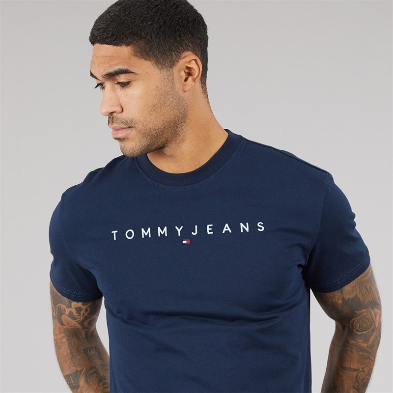 Mens Linear Logo T-Shirt Dark Night Navy/Sweet Blue - Image 3