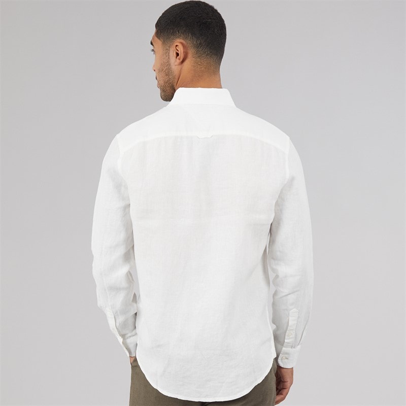Mens Linen Long Sleeve Shirt Ecru - Image 2