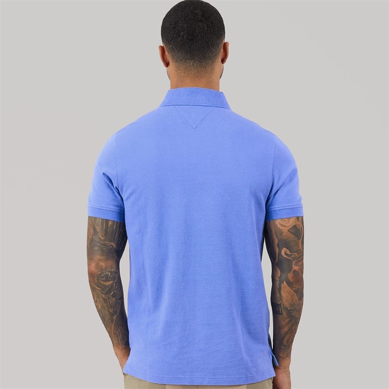 Mens Flag Regular Fit Pique Polo Shirt Blue Twilight - Image 2