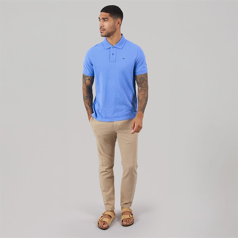 Mens Flag Regular Fit Pique Polo Shirt Blue Twilight - Image 4
