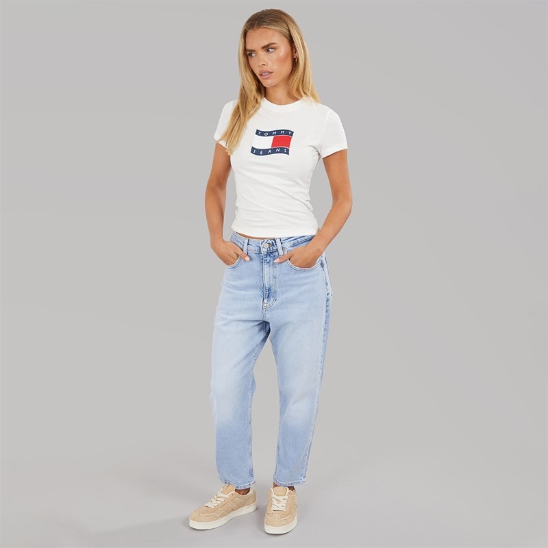 Womens Wavy Flag T-Shirt Ecru - Image 4