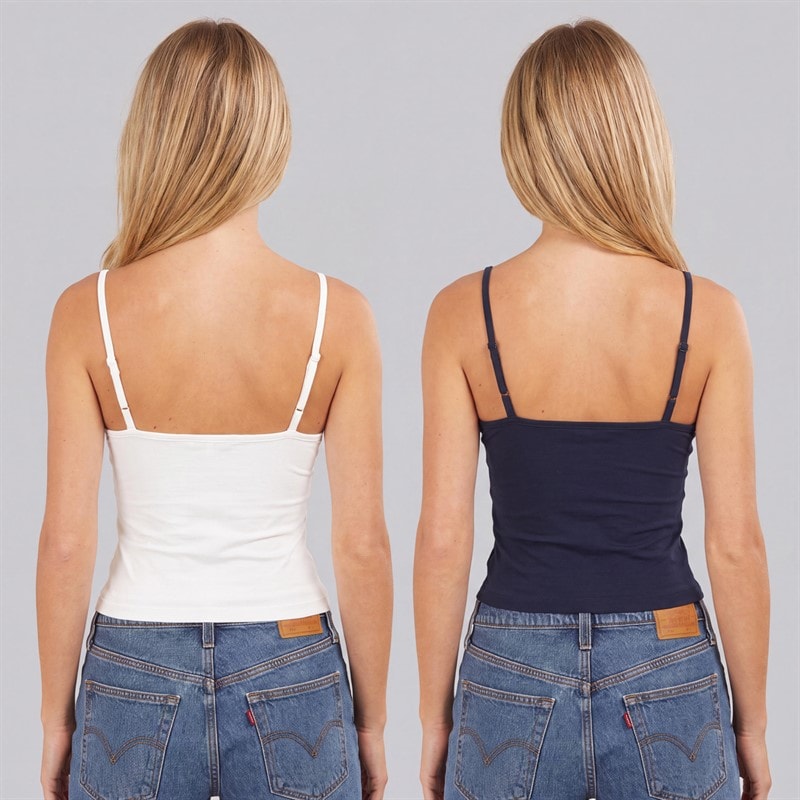 Womens Two Pack Essential Vests Ecru/Dark Night Navy - Image 2