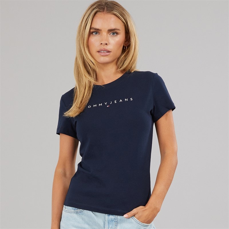 Womens Linear T-Shirt Dark Night Navy 1 - Image 3