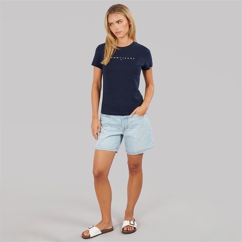 Womens Linear T-Shirt Dark Night Navy 1 - Image 4