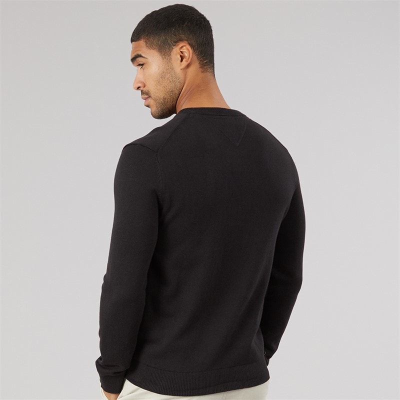Mens Slim Fit Essential Light Jumper Black - Image 2