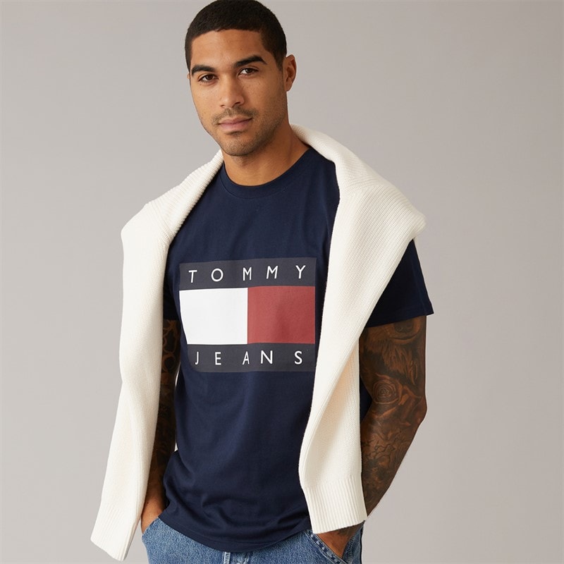 Tommy Jeans Mens Big Flag T-Shirt Dark Night Navy