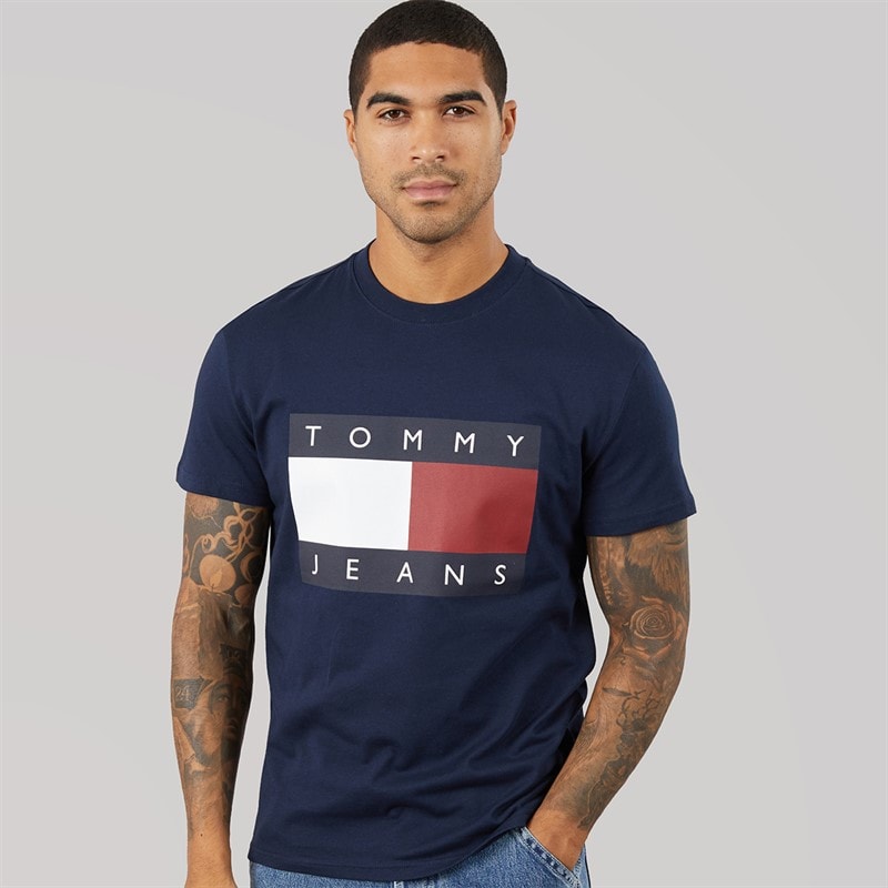 Mens Big Flag T-Shirt Dark Night Navy - Image 2