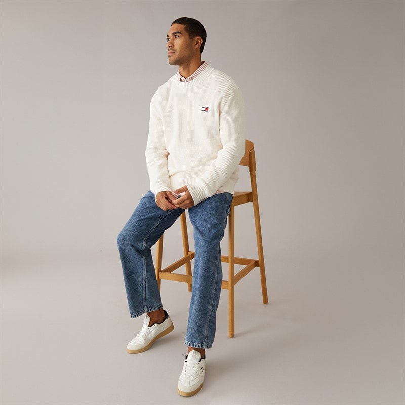 Mens Badge Jumper Ancient White - Image 5