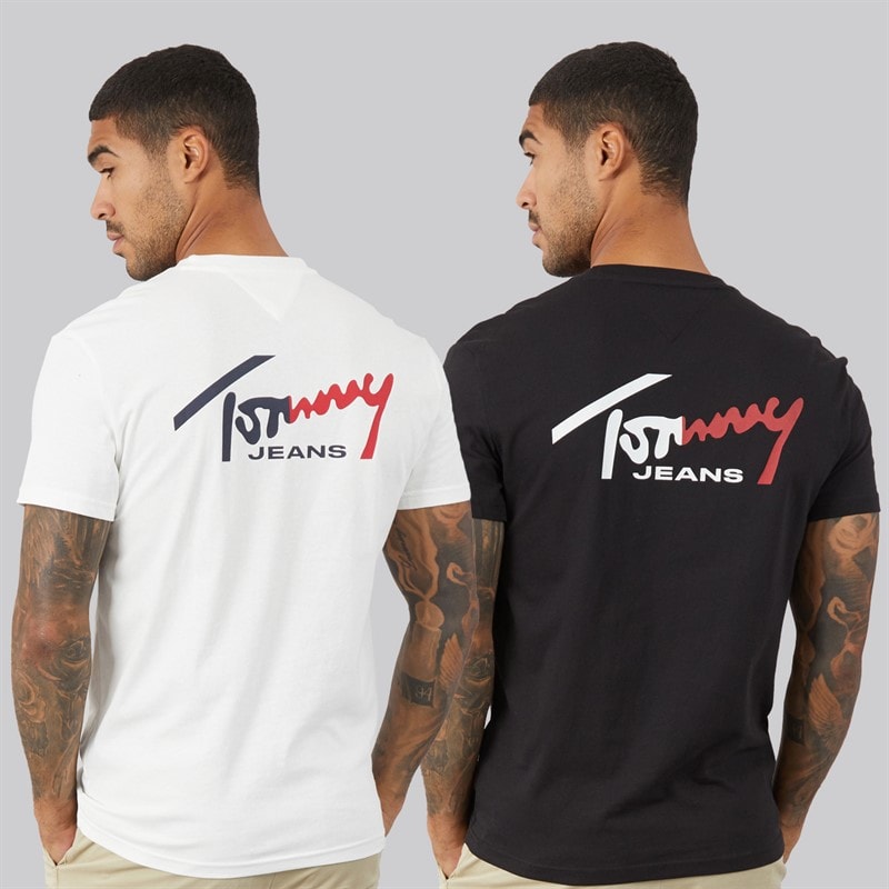 Mens Two Pack Signature T-Shirts Ecru/Black - Image 3