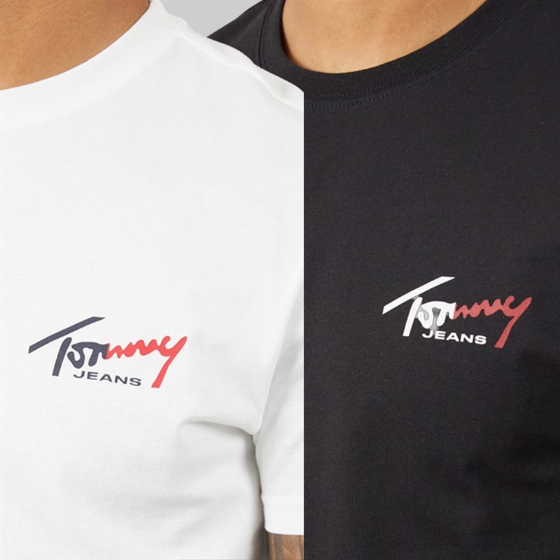 Mens Two Pack Signature T-Shirts Ecru/Black - Image 5