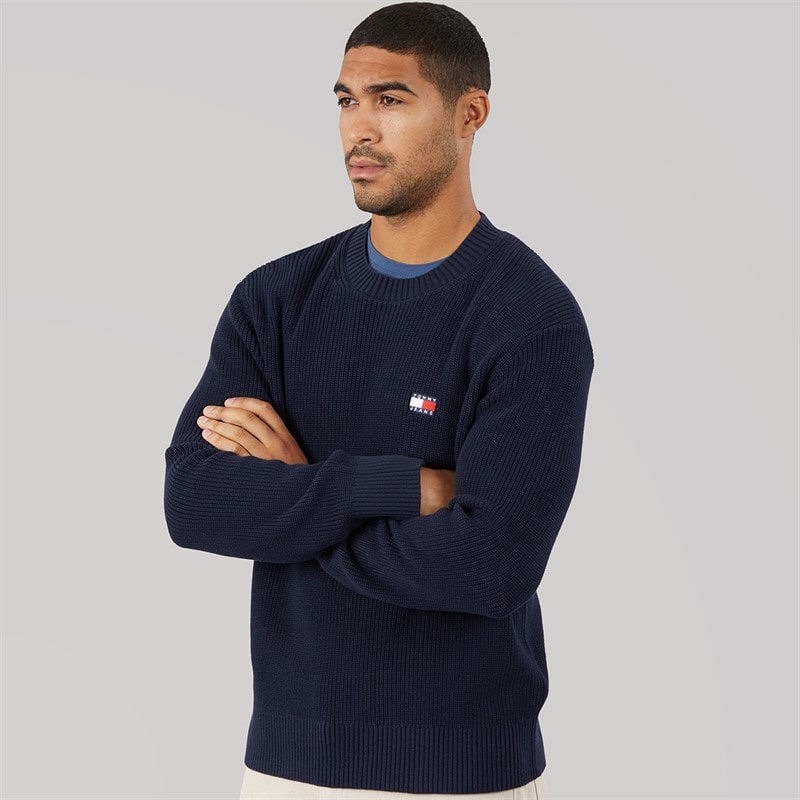 Mens Badge Jumper Dark Night Navy - Image 3