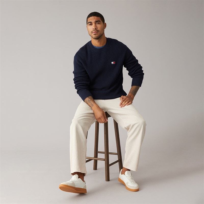 Mens Badge Jumper Dark Night Navy - Image 4