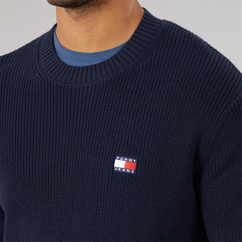 Mens Badge Jumper Dark Night Navy - Image 5