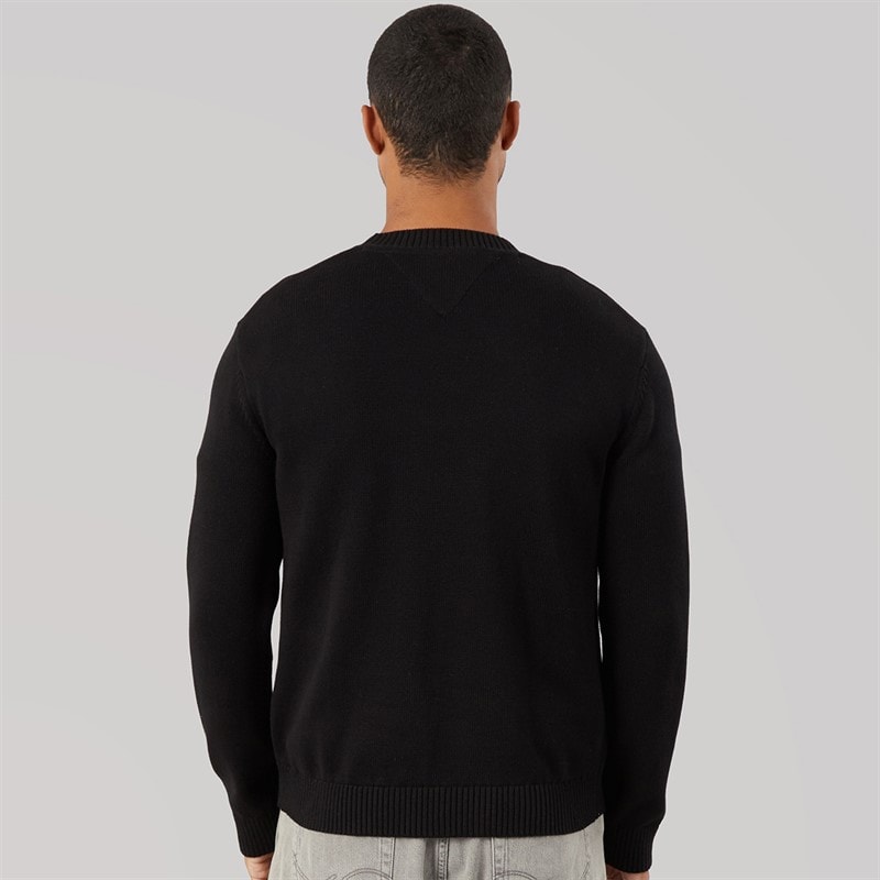 Mens Flag Crew Neck Jumper Black - Image 2