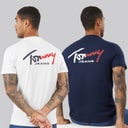 Mens Two Pack Signature T-Shirts Ecru/Dark Blue