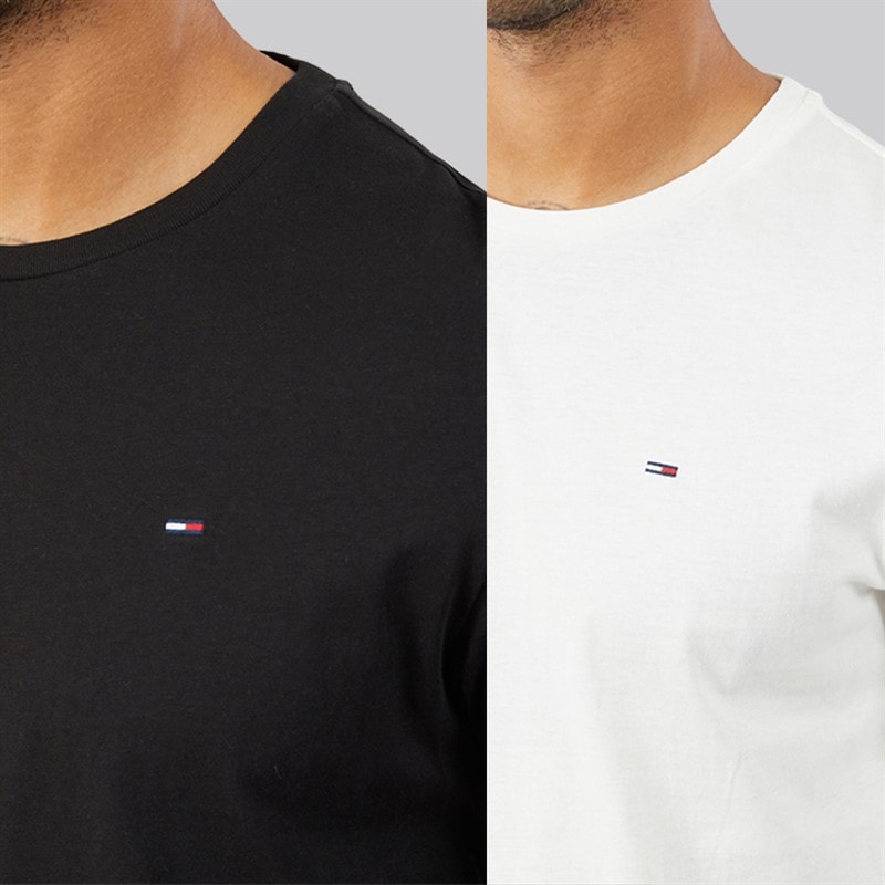Mens Two Pack Slim Fit Long Sleeve T-Shirts Ecru/Black - Image 3