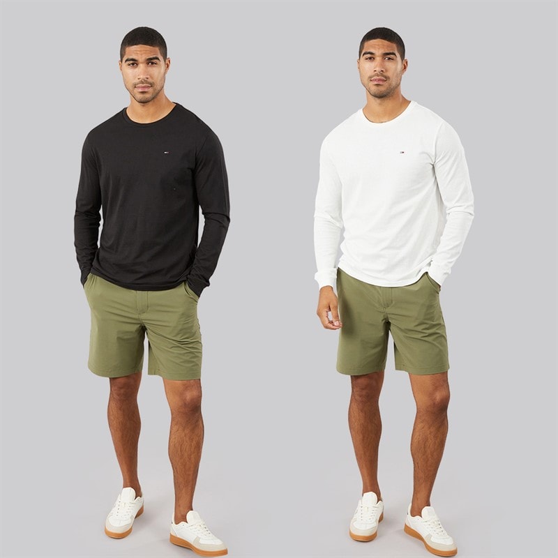 Mens Two Pack Slim Fit Long Sleeve T-Shirts Ecru/Black - Image 4