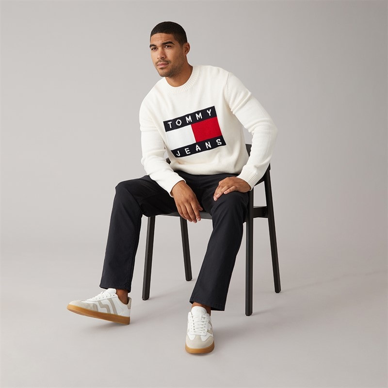 Mens Flag Crew Neck Jumper Ancient White - Image 4