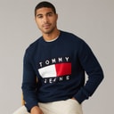 Mens Flag Crew Neck Jumper Dark Night Navy