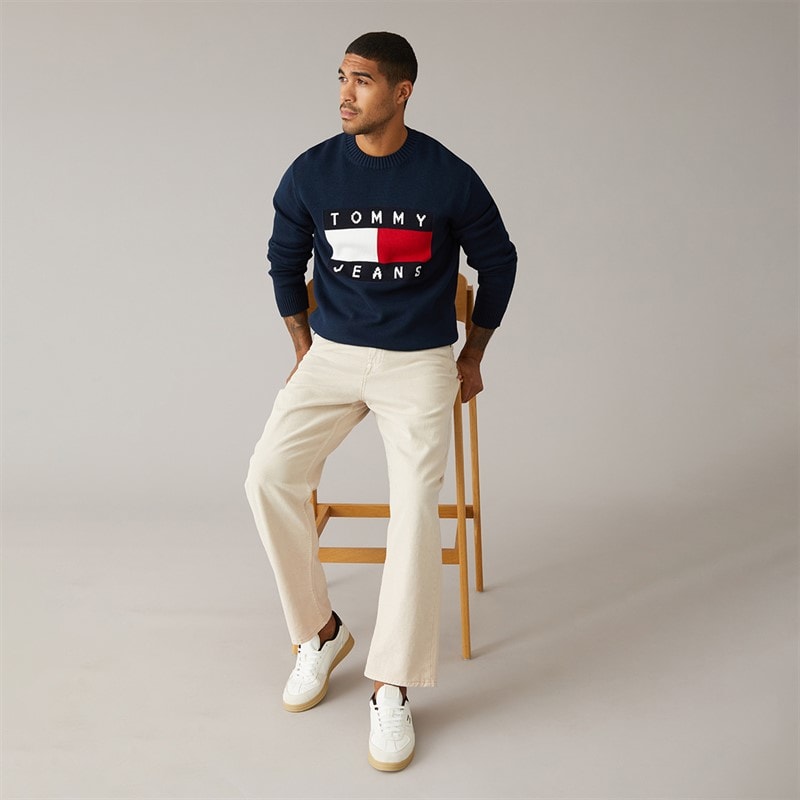 Mens Flag Crew Neck Jumper Dark Night Navy - Image 4