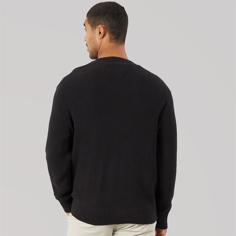 Mens Badge Jumper Black - Image 2