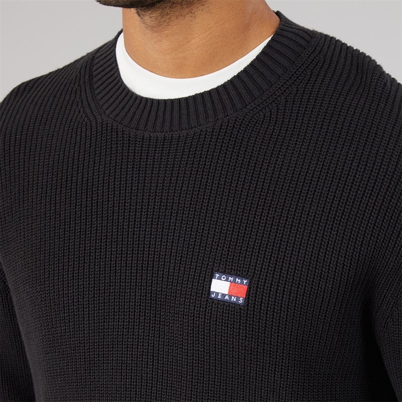 Mens Badge Jumper Black - Image 3
