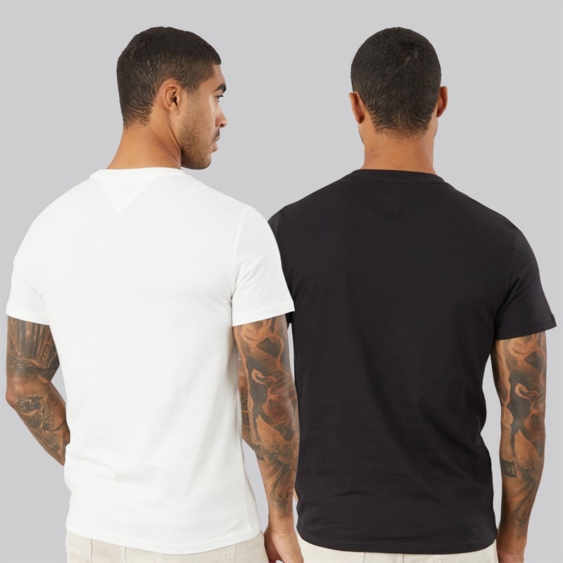 Mens Two Pack Slim Fit Essential Flag T-Shirts Black/Ecru - Image 2