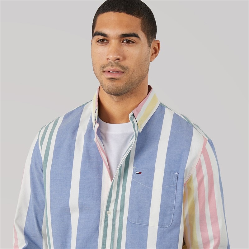 Mens Oxford Fun Stripe Shirt Ecru Stripe - Image 3