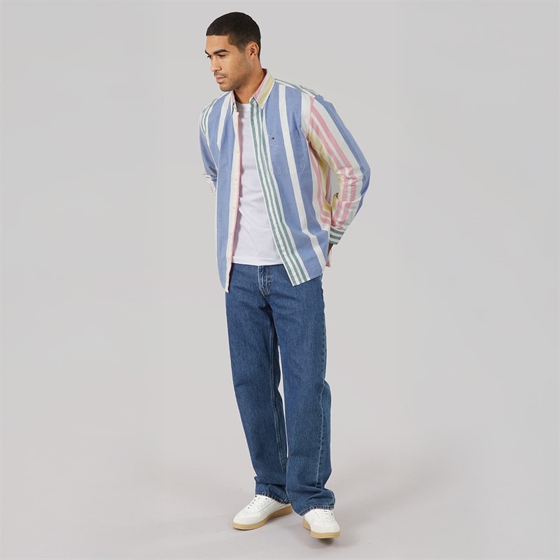 Mens Oxford Fun Stripe Shirt Ecru Stripe - Image 4