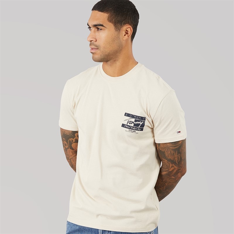 Mens Sign Flag T-Shirt Classic Beige - Image 2