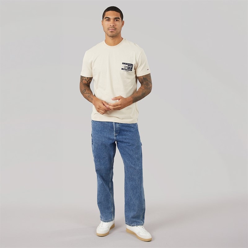 Mens Sign Flag T-Shirt Classic Beige - Image 4
